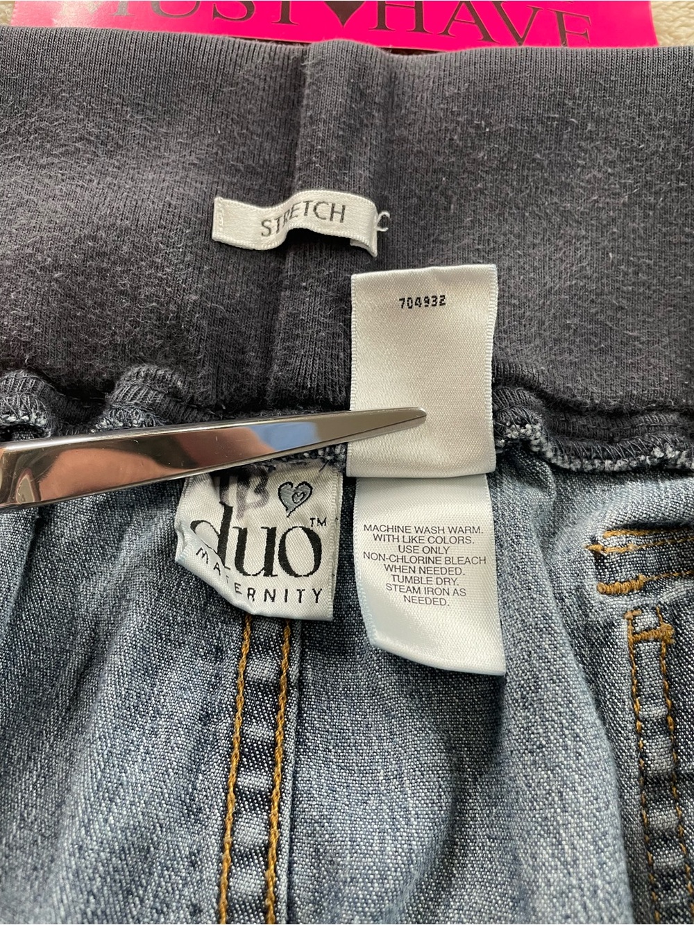 duo Maternity Stretch Denim Waistband Jeans in Blue Sz Large Weekender - Picture 3 of 10